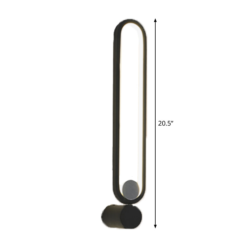 Elliptical Ring Study Room Wall Lighting Metallic LED Contemporary Wall Mounted Light Fixture in Black Clearhalo 'Cast Iron' 'Glass' 'Industrial' 'Modern wall lights' 'Modern' 'Tiffany' 'Traditional wall lights' 'Wall Lamps & Sconces' 'Wall Lights' Lighting' 1867977