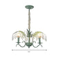 Metal Candle Hanging Light with Leaf & Crystal Restaurant 3 Lights Nordic Chandelier in Green Clearhalo 'Ceiling Lights' 'Chandeliers' Lighting' options 186799