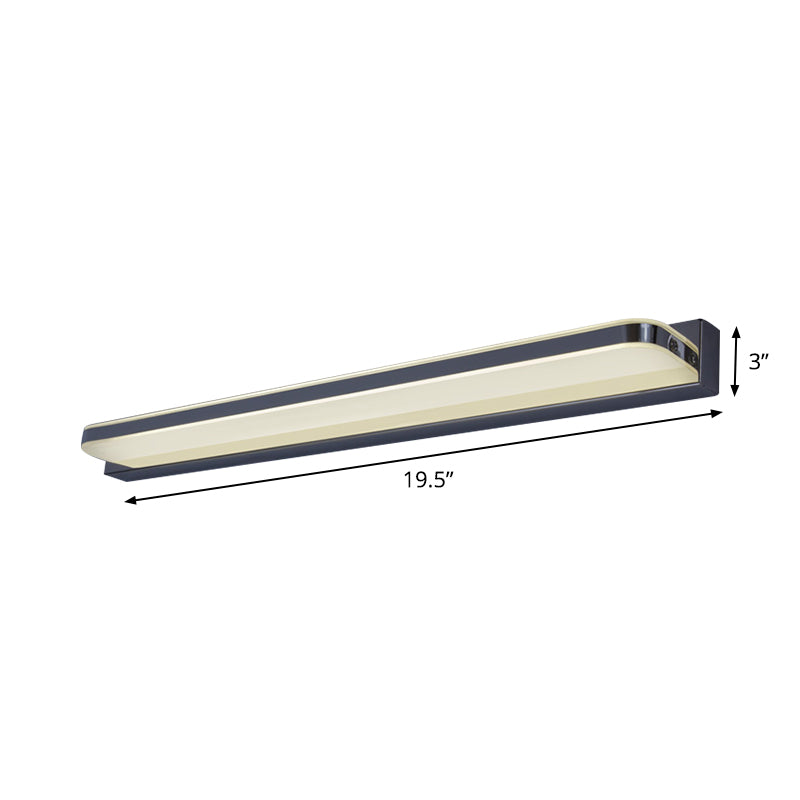 Modernism LED Vanity Wall Sconce Nickel Elongated Wall Lighting with Stainless-Steel Shade in Warm/White Light, 16"/19.5" L Clearhalo 'Modern wall lights' 'Modern' 'Vanity Lights' 'Wall Lights' Lighting' 1868095