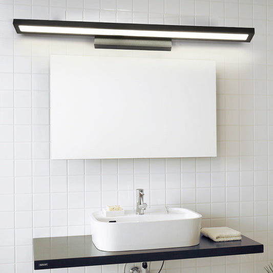 Tube Bathroom Vanity Lamp Metal LED Minimal Vanity Light Fixture in Black/Silver, Warm/White Light Black Clearhalo 'Cast Iron' 'Glass' 'Industrial' 'Modern wall lights' 'Modern' 'Tiffany' 'Traditional wall lights' 'Vanity Lights' 'Wall Lights' Lighting' 1868101