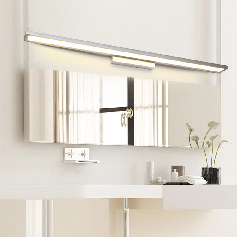 Tube Bathroom Vanity Lamp Metal LED Minimal Vanity Light Fixture in Black/Silver, Warm/White Light Clearhalo 'Cast Iron' 'Glass' 'Industrial' 'Modern wall lights' 'Modern' 'Tiffany' 'Traditional wall lights' 'Vanity Lights' 'Wall Lights' Lighting' 1868106