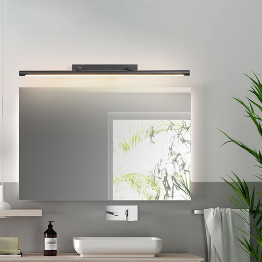 Metal Bar Wall Mounted Vanity Light Minimalist 16.5"/24.5" L LED Black Wall Sconce in Warm/White Light for Rest Room Black Clearhalo 'Cast Iron' 'Glass' 'Industrial' 'Modern wall lights' 'Modern' 'Tiffany' 'Traditional wall lights' 'Vanity Lights' 'Wall Lights' Lighting' 1868113