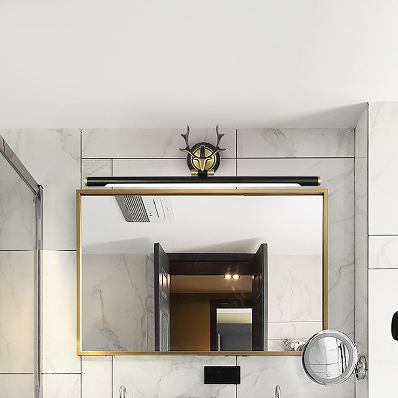 LED Toilet Vanity Light Modern Black Antler Wall Lighting with Straight Metal Shade Clearhalo 'Cast Iron' 'Glass' 'Industrial' 'Modern wall lights' 'Modern' 'Tiffany' 'Traditional wall lights' 'Vanity Lights' 'Wall Lights' Lighting' 1868119