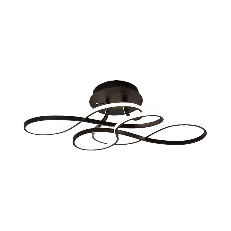 Iron Twisted Ceiling Fixture Minimalism Black/White LED Semi Mount Lighting in Warm/White Light for Parlor Clearhalo 'Ceiling Lights' 'Close To Ceiling Lights' 'Close to ceiling' 'Semi-flushmount' Lighting' 1868131