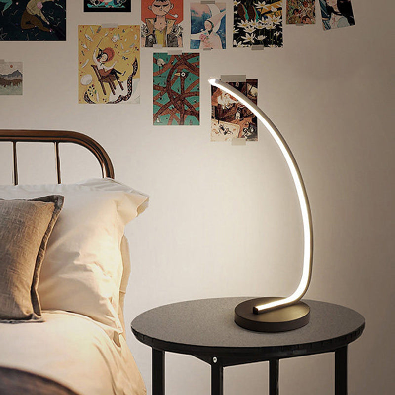 Bent Bedroom Reading Task Light Metal Modern Style LED Night Table Lighting in Black/White Clearhalo 'Lamps' 'Table Lamps' Lighting' 1868139