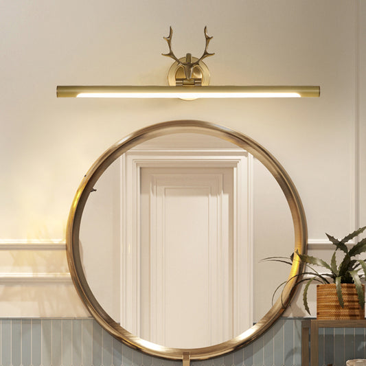 Gold Bar Wall Vanity Sconce Light Minimalist LED Metal Wall Mounted Lamp with Antler Arm Gold Clearhalo 'Cast Iron' 'Glass' 'Industrial' 'Modern wall lights' 'Modern' 'Tiffany' 'Traditional wall lights' 'Vanity Lights' 'Wall Lights' Lighting' 1868146