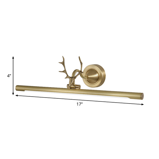 Gold Bar Wall Vanity Sconce Light Minimalist LED Metal Wall Mounted Lamp with Antler Arm Clearhalo 'Cast Iron' 'Glass' 'Industrial' 'Modern wall lights' 'Modern' 'Tiffany' 'Traditional wall lights' 'Vanity Lights' 'Wall Lights' Lighting' 1868149