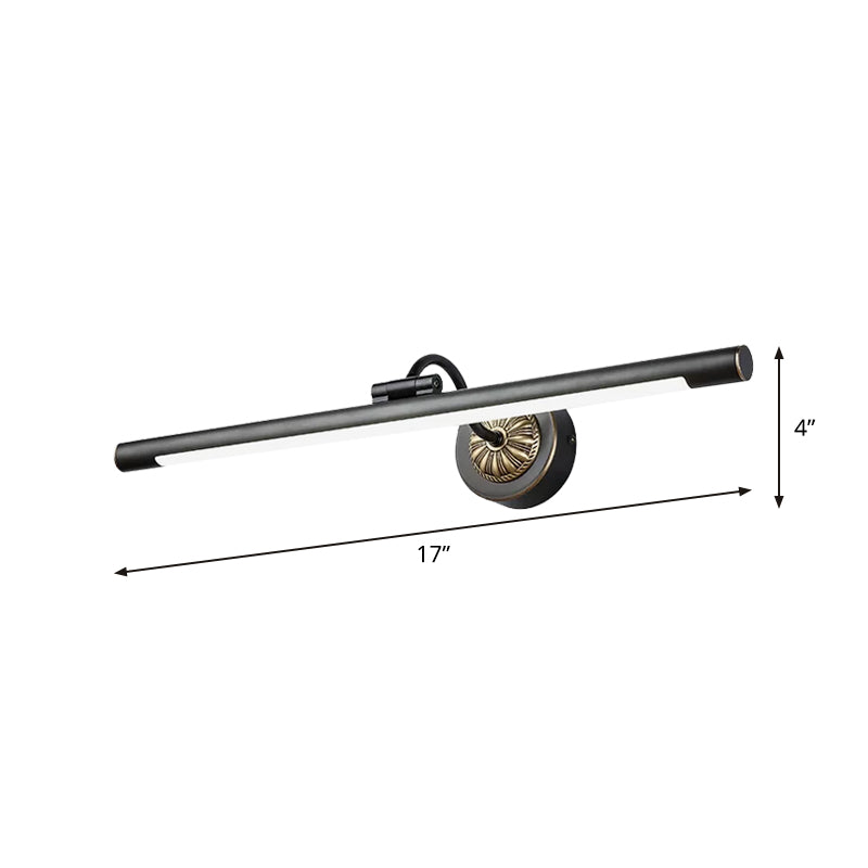 17"/22" Wide Elongated Wall Lamp Simplicity Metal LED Black Vanity Mirror Light with Swing Arm Clearhalo 'Cast Iron' 'Glass' 'Industrial' 'Modern wall lights' 'Modern' 'Tiffany' 'Traditional wall lights' 'Vanity Lights' 'Wall Lights' Lighting' 1868153