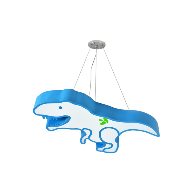 Cartoon Pterosaur/Tyrannosaurus Chandelier Kids Acrylic Pink/Blue LED Hanging Light Fixture Clearhalo 'Ceiling Lights' 'Chandeliers' Lighting' options 1868157