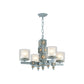 Coastal 4-Light Hanging Chandelier Sky/Light Blue Dual Column Suspension Pendant with Clear and White Glass Shade Clearhalo 'Ceiling Lights' 'Chandeliers' Lighting' options 1868207