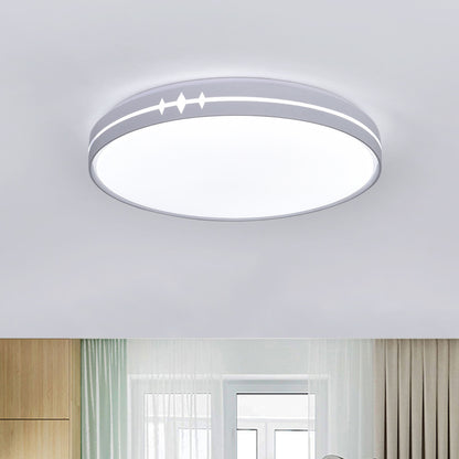 Contemporary LED Flushmount Lighting Black/Grey/White Drum Ceiling Flush Mount with Acrylic Shade White Clearhalo 'Ceiling Lights' 'Close To Ceiling Lights' 'Close to ceiling' 'Flush mount' Lighting' 1868235
