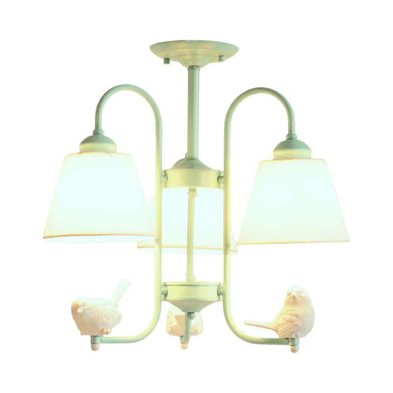 Nordic Stylish Bucket Hanging Light with Vivid Pigeon Metal Chandelier in Green for Restaurant Clearhalo 'Ceiling Lights' 'Chandeliers' Lighting' options 186824