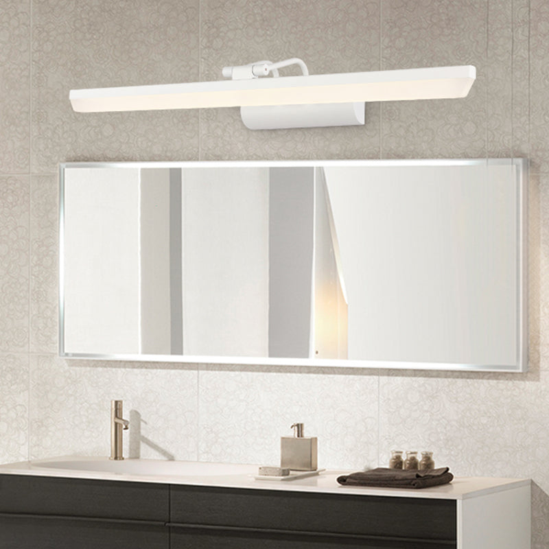 Metallic Cylinder Vanity Lamp Simplicity 16"/20" Long LED White Wall Lighting Ideas for Bathroom White Clearhalo 'Cast Iron' 'Glass' 'Industrial' 'Modern wall lights' 'Modern' 'Tiffany' 'Traditional wall lights' 'Vanity Lights' 'Wall Lights' Lighting' 1868244