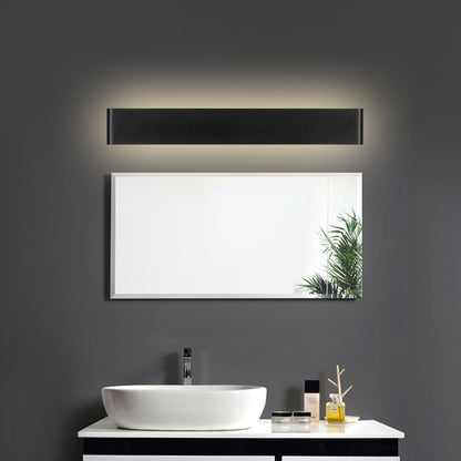 Modernism Rectangle Vanity Wall Sconce Black/White Aluminum LED Living Room Wall Mount Lamp in Warm/White Light Black Clearhalo 'Cast Iron' 'Glass' 'Industrial' 'Modern wall lights' 'Modern' 'Tiffany' 'Traditional wall lights' 'Vanity Lights' 'Wall Lights' Lighting' 1868253