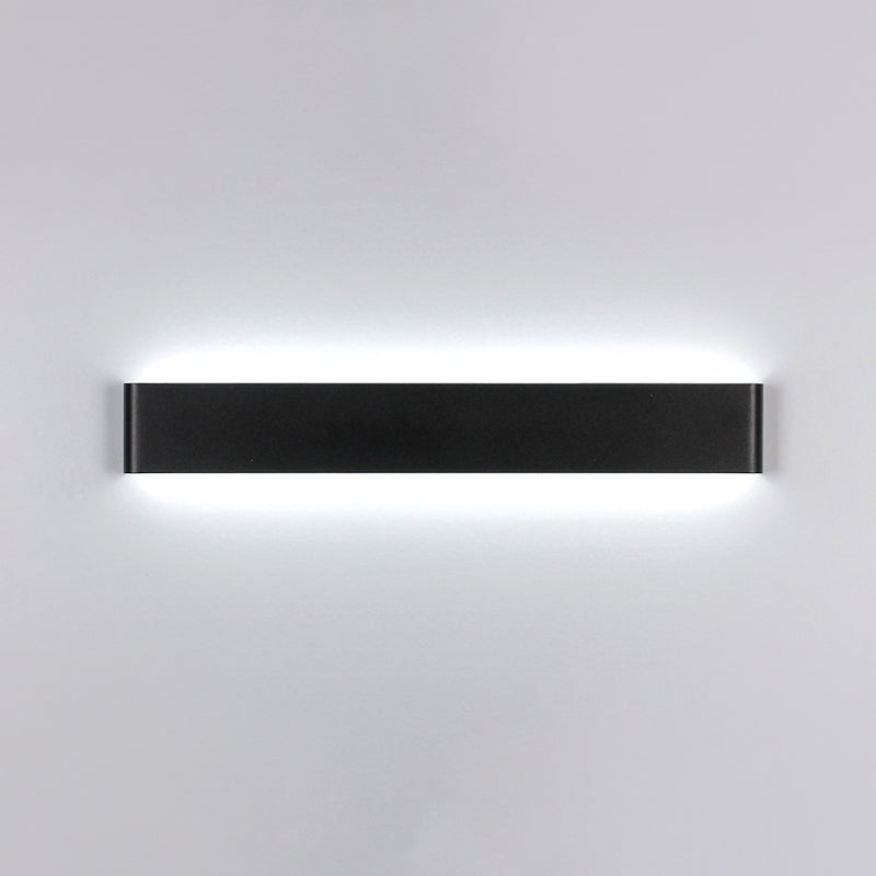 Modernism Rectangle Vanity Wall Sconce Black/White Aluminum LED Living Room Wall Mount Lamp in Warm/White Light Clearhalo 'Cast Iron' 'Glass' 'Industrial' 'Modern wall lights' 'Modern' 'Tiffany' 'Traditional wall lights' 'Vanity Lights' 'Wall Lights' Lighting' 1868255