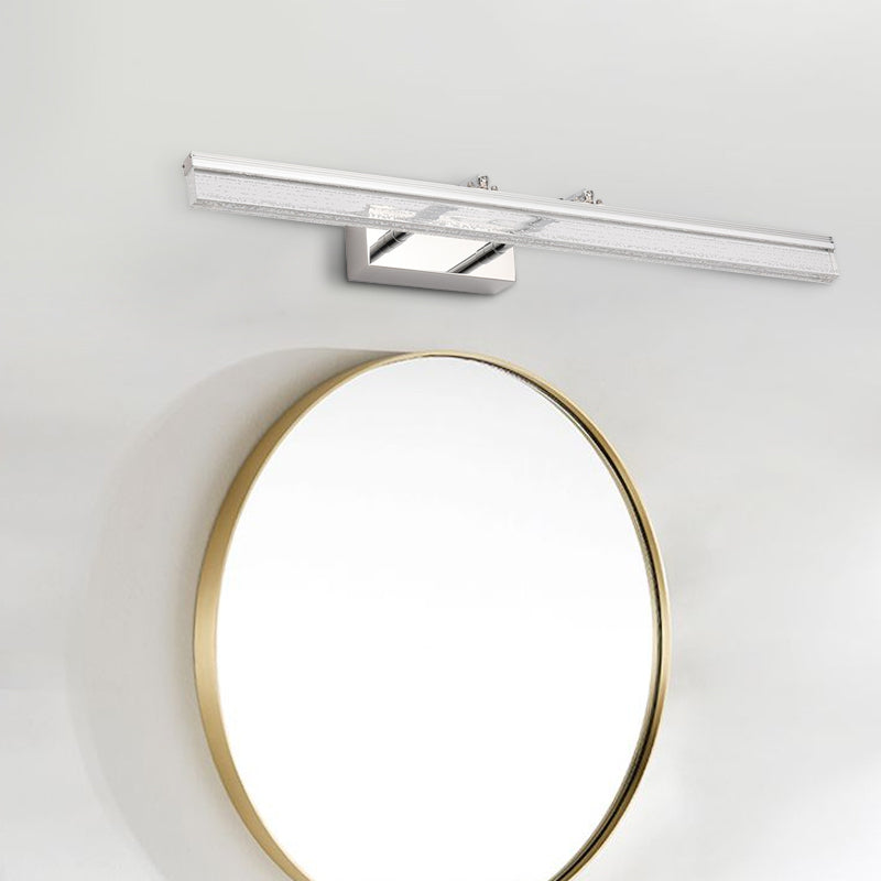 Linear Shower Room Bath Light Acrylic LED Contemporary Vanity Lighting Ideas in Chrome with Double Arm, Warm/White Light Chrome Clearhalo 'Cast Iron' 'Glass' 'Industrial' 'Modern wall lights' 'Modern' 'Tiffany' 'Traditional wall lights' 'Vanity Lights' 'Wall Lights' Lighting' 1868265