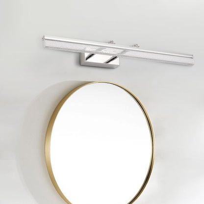 Linear Shower Room Bath Light Acrylic LED Contemporary Vanity Lighting Ideas in Chrome with Double Arm, Warm/White Light Chrome Clearhalo 'Cast Iron' 'Glass' 'Industrial' 'Modern wall lights' 'Modern' 'Tiffany' 'Traditional wall lights' 'Vanity Lights' 'Wall Lights' Lighting' 1868265