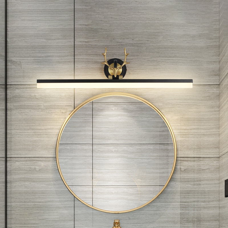 Simplicity LED Antler Wall Mount Lamp Black Linear Vanity Light with Acrylic Shade in Warm/White Light Black Clearhalo 'Modern wall lights' 'Modern' 'Vanity Lights' 'Wall Lights' Lighting' 1868269