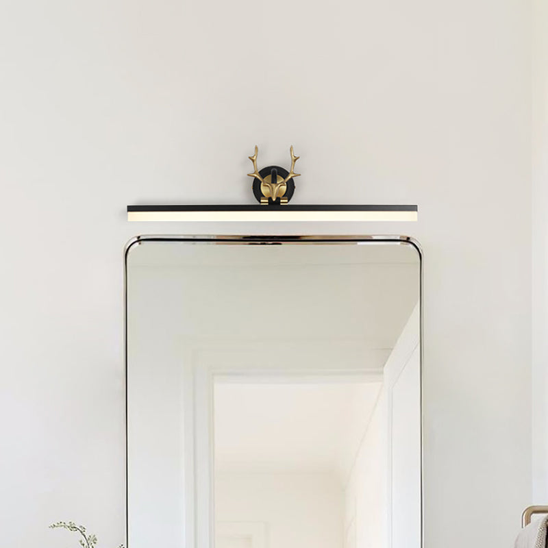 Simplicity LED Antler Wall Mount Lamp Black Linear Vanity Light with Acrylic Shade in Warm/White Light Clearhalo 'Modern wall lights' 'Modern' 'Vanity Lights' 'Wall Lights' Lighting' 1868270