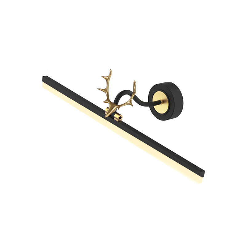 Simplicity LED Antler Wall Mount Lamp Black Linear Vanity Light with Acrylic Shade in Warm/White Light Clearhalo 'Modern wall lights' 'Modern' 'Vanity Lights' 'Wall Lights' Lighting' 1868271