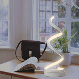 Spiral Nightstand Lighting Minimalist Metallic LED White Desk Lamp in Warm/White Light for Study Room White Clearhalo 'Lamps' 'Table Lamps' Lighting' 1868285