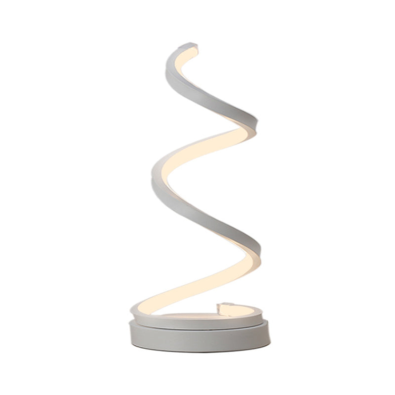 Spiral Nightstand Lighting Minimalist Metallic LED White Desk Lamp in Warm/White Light for Study Room Clearhalo 'Lamps' 'Table Lamps' Lighting' 1868287