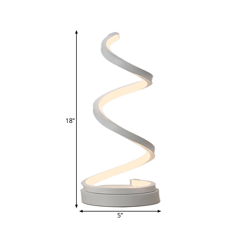 Spiral Nightstand Lighting Minimalist Metallic LED White Desk Lamp in Warm/White Light for Study Room Clearhalo 'Lamps' 'Table Lamps' Lighting' 1868288