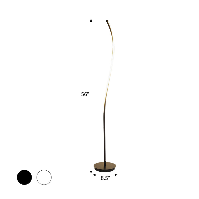 Black/White Spiral Stand Up Lamp Modernist LED Metallic Reading Floor Light for Drawing Room Clearhalo 'Floor Lamps' 'Lamps' Lighting' 1868292