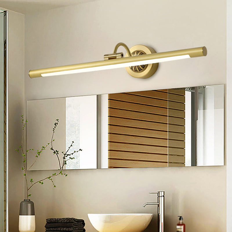 Simplicity Streamlined Vanity Light Fixture Metal Dressing Table LED Wall Lighting in Black/Gold Gold Clearhalo 'Cast Iron' 'Glass' 'Industrial' 'Modern wall lights' 'Modern' 'Tiffany' 'Traditional wall lights' 'Vanity Lights' 'Wall Lights' Lighting' 1868301