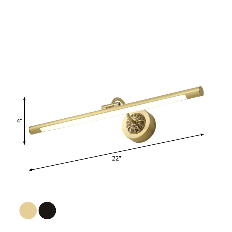 Simplicity Streamlined Vanity Light Fixture Metal Dressing Table LED Wall Lighting in Black/Gold Clearhalo 'Cast Iron' 'Glass' 'Industrial' 'Modern wall lights' 'Modern' 'Tiffany' 'Traditional wall lights' 'Vanity Lights' 'Wall Lights' Lighting' 1868304