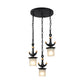 Modern Column Multi-Pendant Frosted Dimpled Glass 3 Heads Parlor Hanging Light in Black with Linear/Round Canopy Clearhalo 'Ceiling Lights' 'Close To Ceiling Lights' 'Glass shade' 'Glass' 'Pendant Lights' 'Pendants' Lighting' 1868343