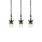 Modern Column Multi-Pendant Frosted Dimpled Glass 3 Heads Parlor Hanging Light in Black with Linear/Round Canopy Clearhalo 'Ceiling Lights' 'Close To Ceiling Lights' 'Glass shade' 'Glass' 'Pendant Lights' 'Pendants' Lighting' 1868348