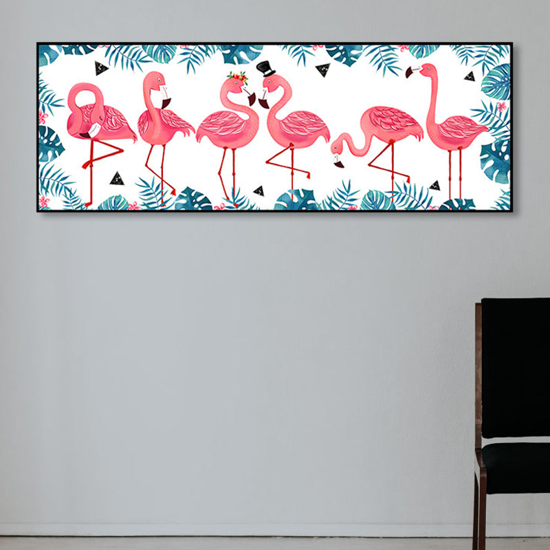 Wild Animal Wrapped Canvas Textured Tropical Style Bedroom Painting in Light Color Clearhalo 'Art Gallery' 'Canvas Art' 'Coastal Art Gallery' 'Tropical' Arts' 1868369