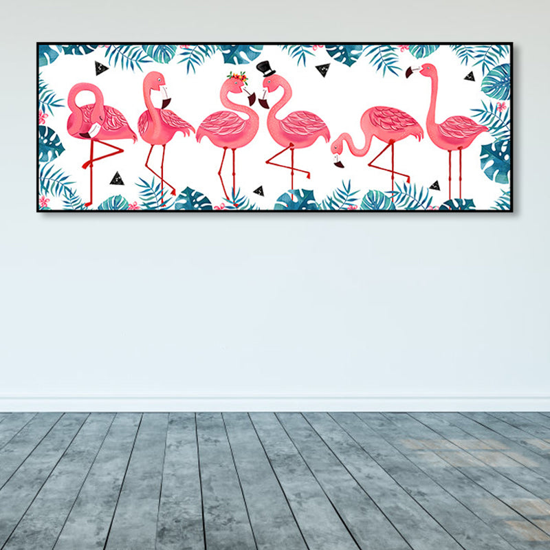 Wild Animal Wrapped Canvas Textured Tropical Style Bedroom Painting in Light Color Clearhalo 'Art Gallery' 'Canvas Art' 'Coastal Art Gallery' 'Tropical' Arts' 1868370