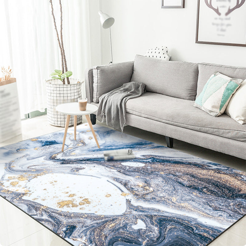 Blue Novelty Rug Polyester Abstract Rug Pet Friendly Washable Non-Slip Area Rug for Drawing Room Blue Clearhalo 'Area Rug' 'Rug' 1868410