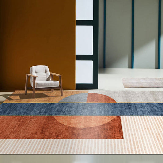 Multi-Colored Colorblock Indoor Rug Synthetics Modernist Area Rug Washable Anti-Slip Carpet for Study Royal Blue