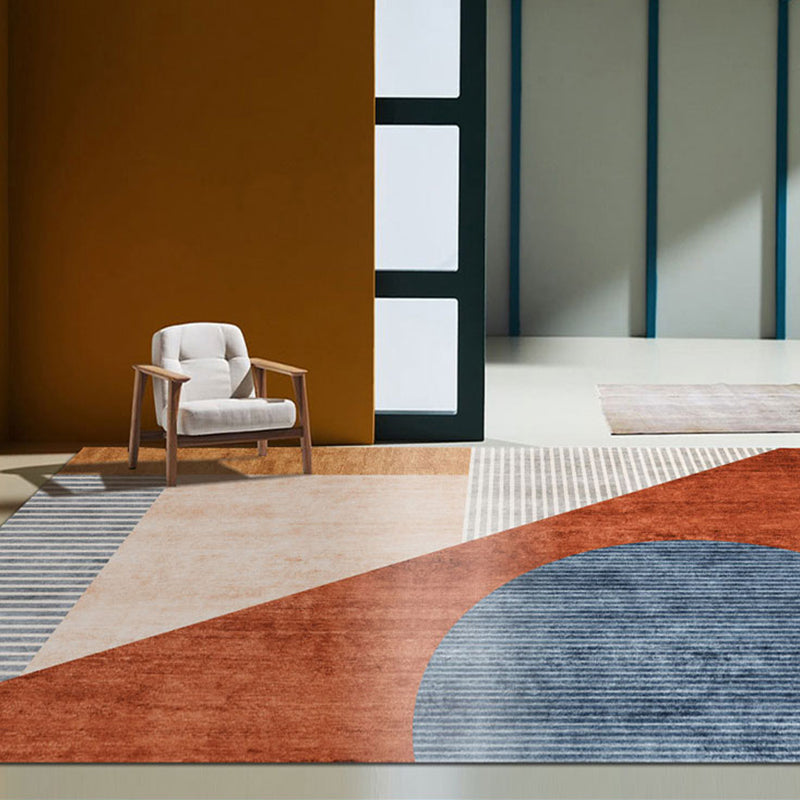 Multi-Colored Colorblock Indoor Rug Synthetics Modernist Area Rug Washable Anti-Slip Carpet for Study Orange Red Clearhalo 'Area Rug' 'Rug' 1868463