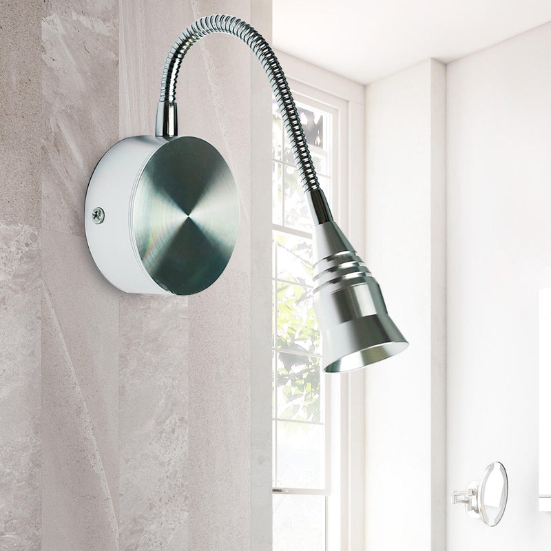Modernism LED Sconce Lamp with Metal Shade Chrome Bell Wall Light Fixture in Warm/White Lighting Chrome No Switch Clearhalo 'Cast Iron' 'Glass' 'Industrial' 'Modern wall lights' 'Modern' 'Tiffany' 'Traditional wall lights' 'Wall Lamps & Sconces' 'Wall Lights' Lighting' 186847