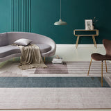 Grey Drawing Room Rug Minimalist Striped Pattern Rug Chenille Anti-Slip Backing Pet Friendly Carpet Grey