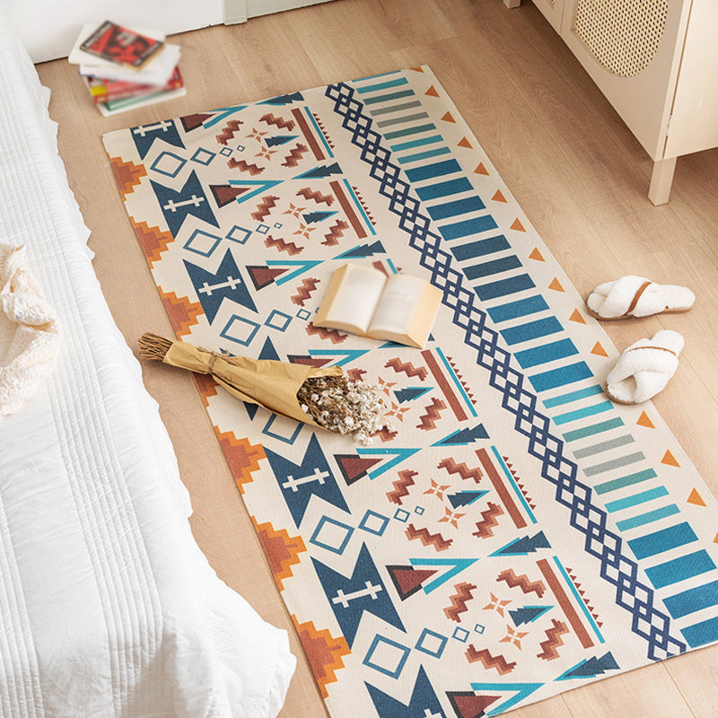 Multicolor Bedroom Rug Bohemian Stripe and Geometric Pattern Rug Flax Washable Anti-Slip Backing Pet Friendly Carpet Clearhalo 'Area Rug' 'Bohemian' 'Rugs' Rug' 1868485