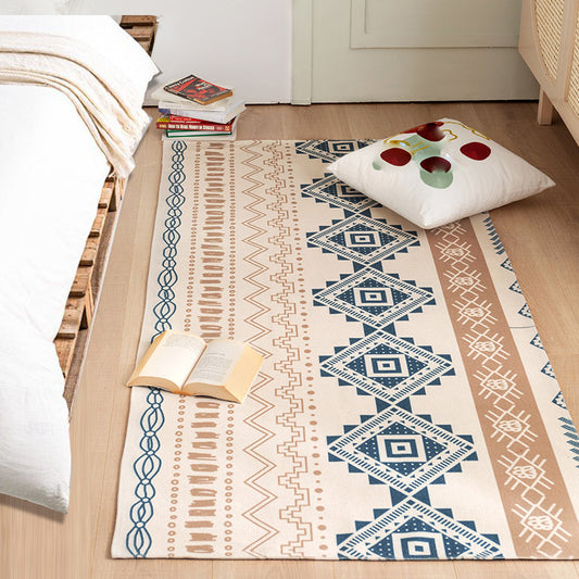 Multicolor Bedroom Rug Bohemian Stripe and Geometric Pattern Rug Flax Washable Anti-Slip Backing Pet Friendly Carpet Brown Clearhalo 'Area Rug' 'Bohemian' 'Rugs' Rug' 1868486