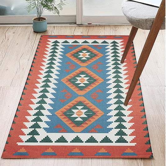 Unique Tribal Striped Pattern Rug Multicoloured Southwestern Rug Cotton Washable Non-Slip Pet Friendly Carpet for Living Room Red 2' x 4'3" Clearhalo 'Area Rug' 'Rugs' 'Southwestern' Rug' 1868495