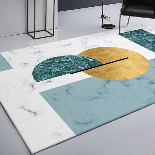 Decorative Marble Surface Pattern Rug Green and White Nordic Rug Polyester Washable Non-Slip Pet Friendly Carpet for Home Clearhalo 'Area Rug' 'Modern' 'Rugs' Rug' 1868517