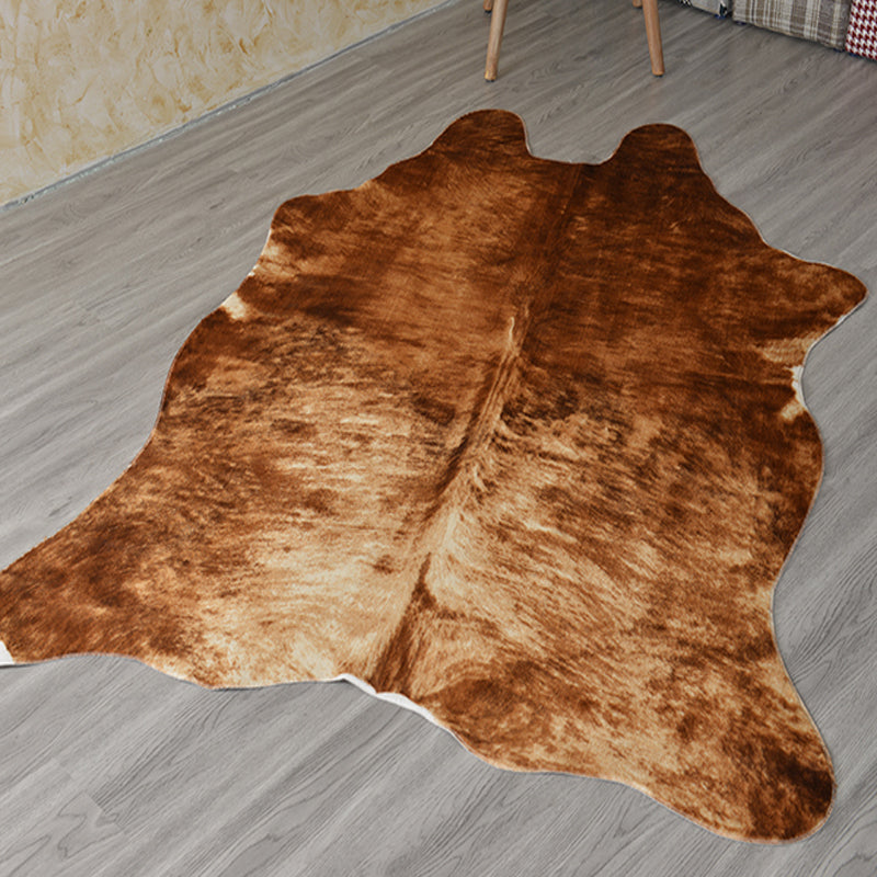 Brown Cow Skin Pattern Rug Polyester Novelty Rug Washable Non-Slip Pet Friendly Carpet for Living Room Brown 4'7" x 6'7" Clearhalo 'Area Rug' 'Casual' 'Rugs' Rug' 1868535