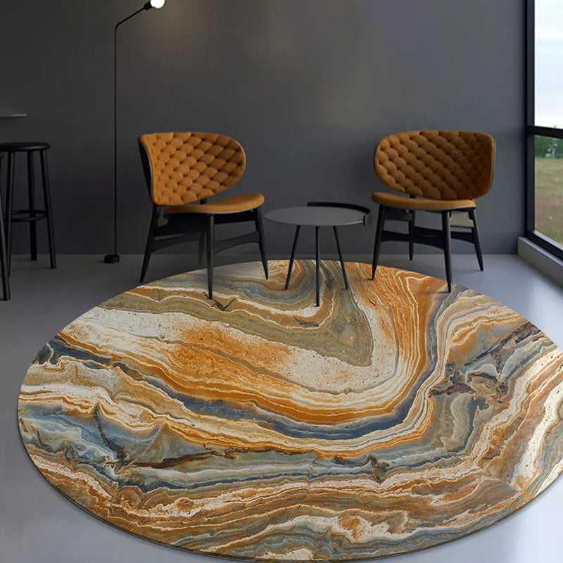Funky Swirl Stripe Pattern Rug Brown Modern Rug Polyester Pet Friendly Washable Non-Slip Area Rug for Decoration Yellow Clearhalo 'Area Rug' 'Rug' 1868552