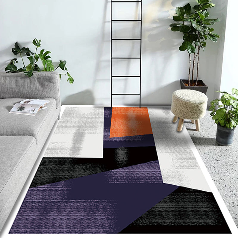 Multi Colored Geometric Pattern Rug with Stripe Polyester Modernist Rug Washable Anti-Slip Backing Carpet for Study Purple Clearhalo 'Area Rug' 'Modern' 'Rugs' Rug' 1868561