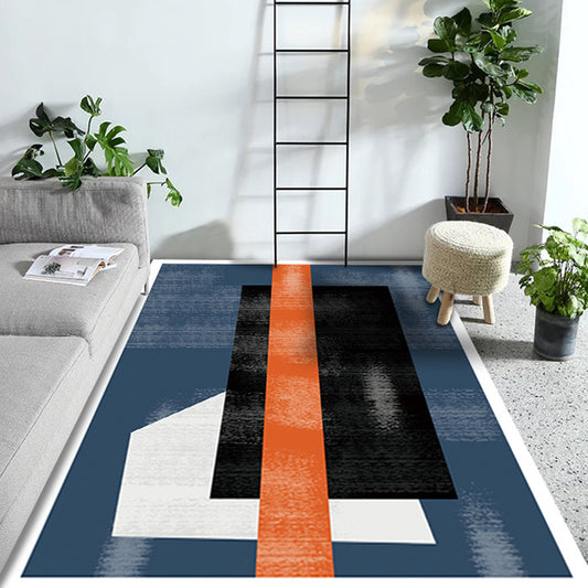 Multi Colored Geometric Pattern Rug with Stripe Polyester Modernist Rug Washable Anti-Slip Backing Carpet for Study Blue Clearhalo 'Area Rug' 'Modern' 'Rugs' Rug' 1868567