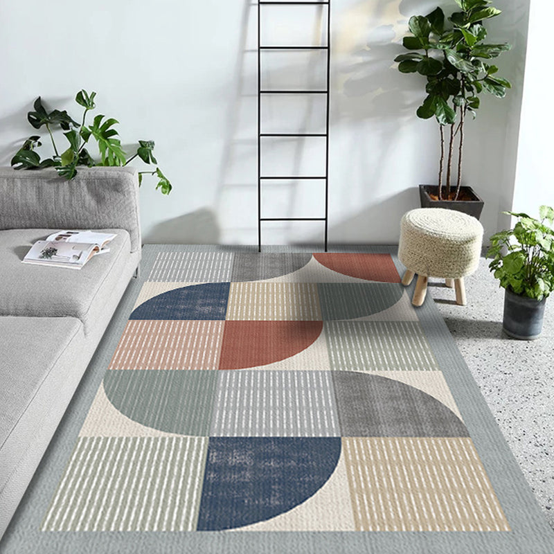 Multi Colored Geometric Pattern Rug with Stripe Polyester Modernist Rug Washable Anti-Slip Backing Carpet for Study Apricot Clearhalo 'Area Rug' 'Modern' 'Rugs' Rug' 1868568