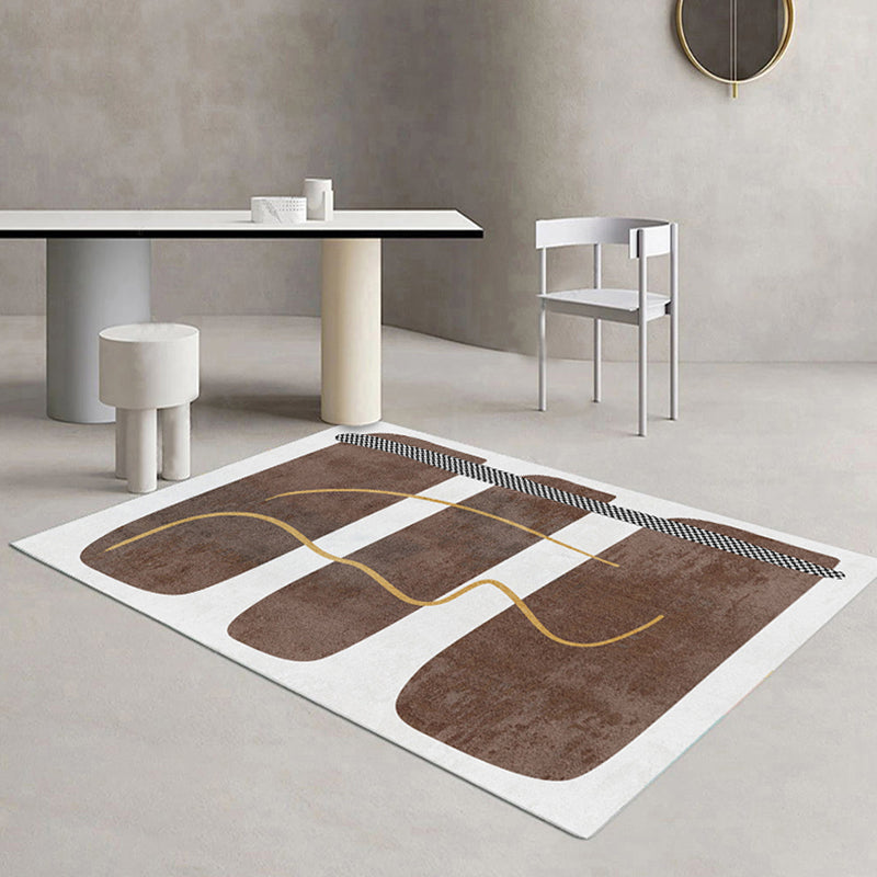 Multi-Colored Modern Rug Polyester Colorblock Rug Pet Friendly Washable Non-Slip Carpet for Decoration Brown Clearhalo 'Area Rug' 'Rug' 1868582