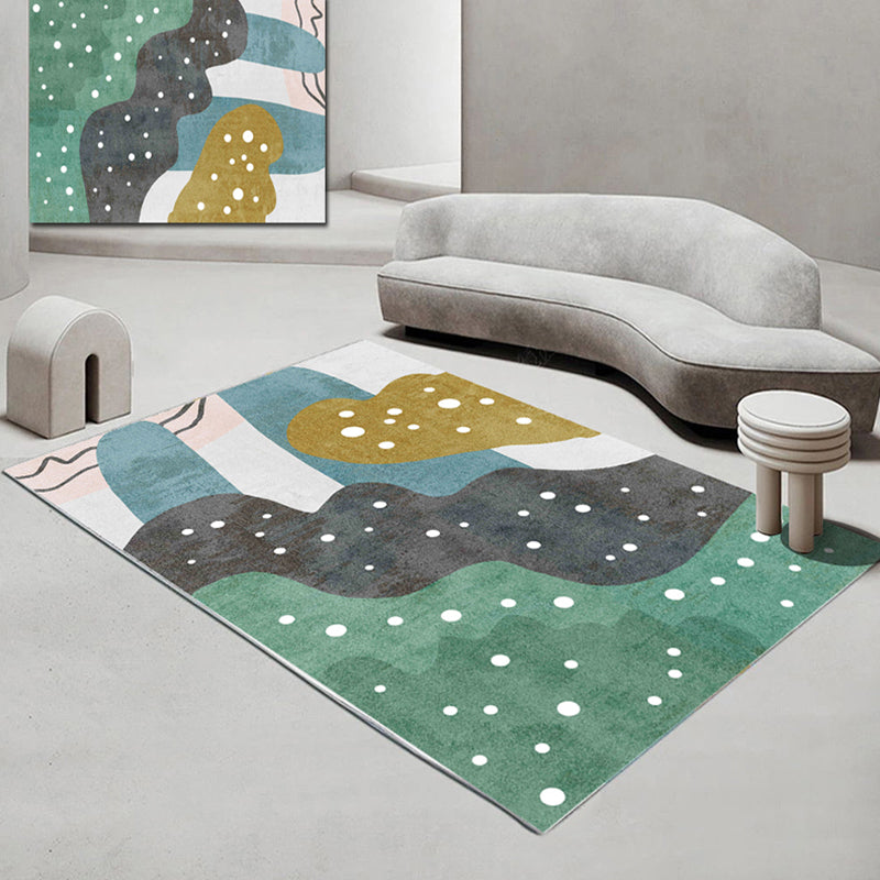 Multi-Colored Modern Rug Polyester Colorblock Rug Pet Friendly Washable Non-Slip Carpet for Decoration Green Clearhalo 'Area Rug' 'Rug' 1868588